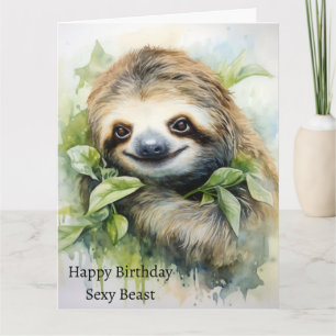 Schattig Aquarel Persoonlijk Luiaard Ontwerp  Kaart