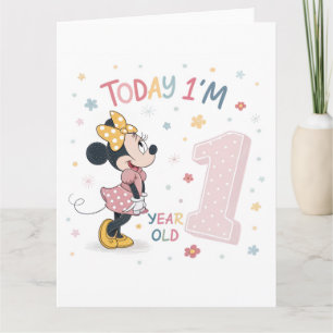 Schattig Aquarel Strik Muis Meisje 1e Verjaardag Kaart