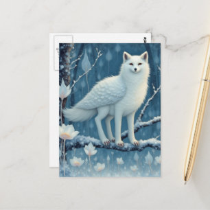 Schattig Arctisch Vos-Uil Hybride Fantasie Beestje Briefkaart