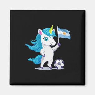 Schattig Argentinië Roots Eenhoorn Speelt Voetbal  Magneet