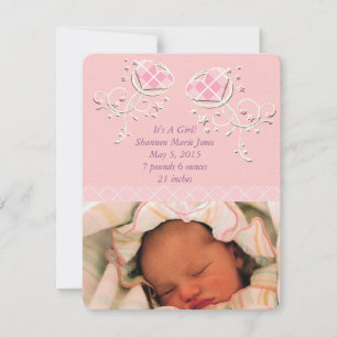 Schattig Argyle Roze Baby Meisje Aankondiging
