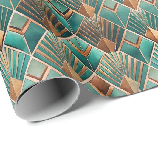 Schattig Art Deco tegelpatroon Cadeaupapier (Rol Hoek)