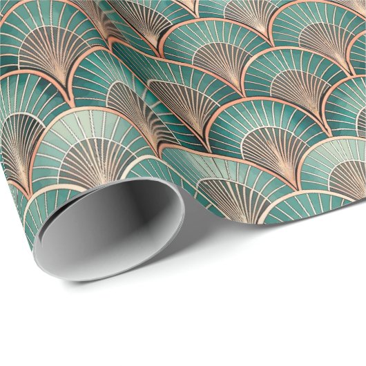 Schattig Art Deco tegelpatroon Cadeaupapier (Rol Hoek)