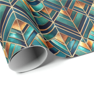 Schattig Art Deco tegelpatroon  Cadeaupapier
