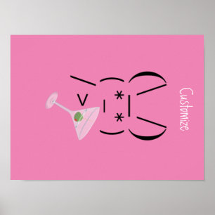 Schattig Ascii konijn met martini Thunder_Cove Poster