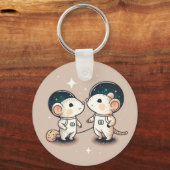 Schattig astronaut muis koppel sleutelhanger (Voorkant)
