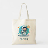 Schattig astronautenkind op de maan tote bag (Achterkant)