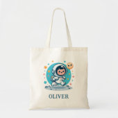 Schattig astronautenkind op de maan tote bag (Voorkant)