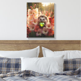 Schattig augustus egeltje met peridot hart canvas afdruk