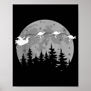 Schattig Australië Kangoeroe Kerstman slee Austral Poster