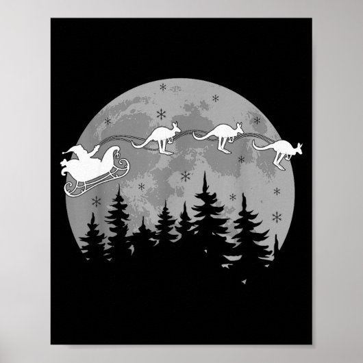 Schattig Australië Kangoeroe Kerstman slee Austral Poster (Voorkant)