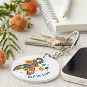 schattig autisme bewustzijn lint puzzelstuk sleutelhanger (Voorkant Rechts)