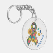 schattig autisme bewustzijn lint puzzelstuk sleutelhanger (Voorkant Links)