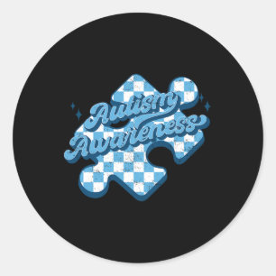Schattig Autisme Bewustzijn Puzzel Autisme Moeder Ronde Sticker