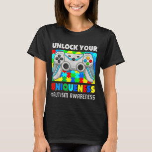 Schattig autisme bewustzijn videospel puzzel gamer t-shirt