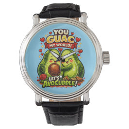 Schattig Avocado Valentijnsdag Liefdesontwerp, kaw Horloge