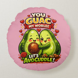Schattig Avocado Valentijnsdag Liefdesontwerp, kaw Rond Kussen