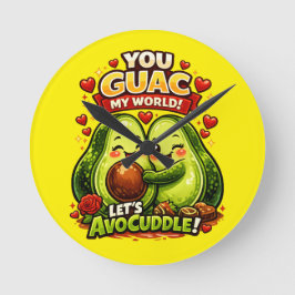 Schattig Avocado Valentijnsdag Liefdesontwerp, kaw Ronde Klok