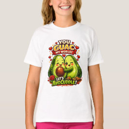 Schattig Avocado Valentijnsdag Liefdesontwerp, kaw T-shirt