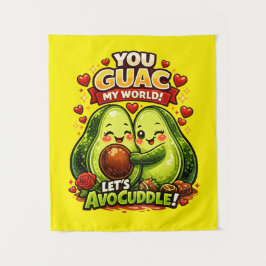Schattig Avocado Valentijnsdag Liefdesontwerp, kaw Wandkleed