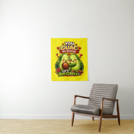 Schattig Avocado Valentijnsdag Liefdesontwerp, kaw Wandkleed
