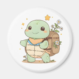 Schattig Avontuur Schildpad Reiziger Kawaii Ontwer Magneet