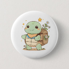 Schattig Avontuur Schildpad Reiziger Kawaii Ontwer Ronde Button 5,7 Cm