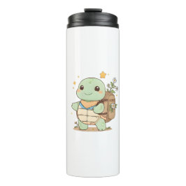 Schattig Avontuur Schildpad Reiziger Kawaii Ontwer Thermosbeker