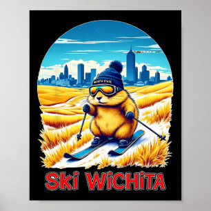 Schattig Avontuur van Hamster Skiën in Wichita Ski Poster