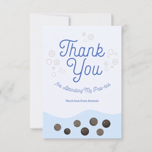 Schattig Axolotl Blue Boba Tea Parelthee Kinder Bedankkaart (Voorkant)