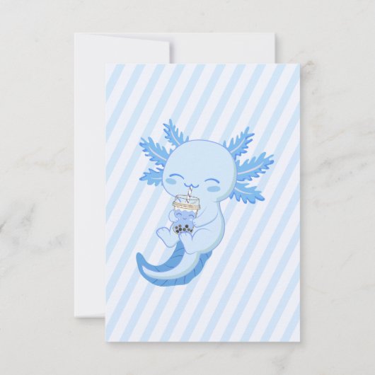 Schattig Axolotl Blue Boba Tea Parelthee Kinder Bedankkaart (Achterkant)