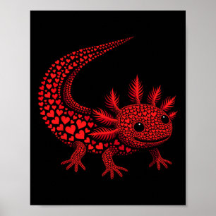 Schattig Axolotl Hart Kinder Mannen Vrouwen Valent Poster