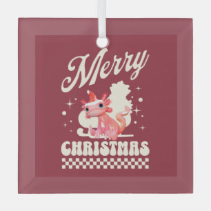 Schattig Axolotl Kerstmis Gefeliciteerd met Kerstm Glas Ornament