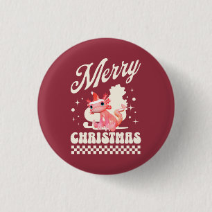 Schattig Axolotl Kerstmis Gefeliciteerd met Kerstm Ronde Button 3,2 Cm