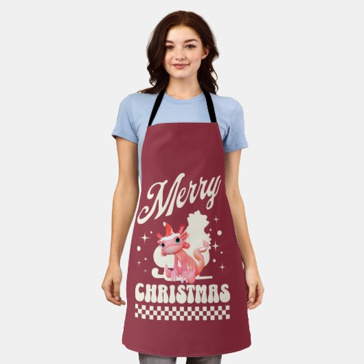 Schattig Axolotl Kerstmis Gefeliciteerd met Kerstm Schort (Gedragen)