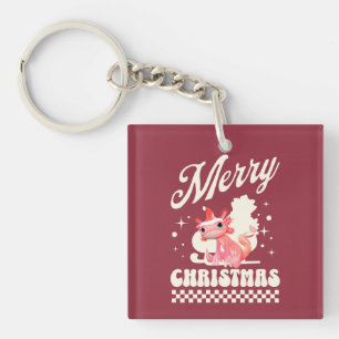Schattig Axolotl Kerstmis Gefeliciteerd met Kerstm Sleutelhanger