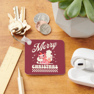 Schattig Axolotl Kerstmis Gefeliciteerd met Kerstm Sleutelhanger
