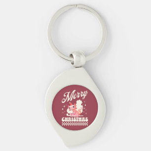 Schattig Axolotl Kerstmis Gefeliciteerd met Kerstm Sleutelhanger
