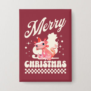 Schattig Axolotl Kerstmis Prettig Kerstfeest Button