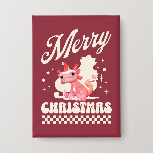 Schattig Axolotl Kerstmis Prettig Kerstfeest Button (Voorkant)