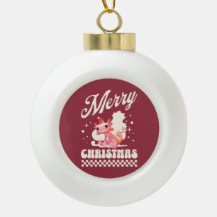 Schattig Axolotl Kerstmis Prettig Kerstfeest Keramische Bal Ornament