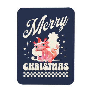 Schattig Axolotl Kerstmis Prettig Kerstfeest Magneet