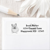 Schattig B/W Welsh Corgi retour adres label (Insitu)