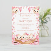Schattig Babiesshower met Dumpling Meisje Kaart (Staand voorkant)