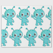 Schattig Baby Alien Ruimtemonster Cadeaupapier (Vlak)