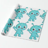 Schattig Baby Alien Ruimtemonster Cadeaupapier (Uitgerold)