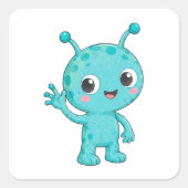 Schattig Baby Alien Ruimtemonster Vierkante Sticker (Voorkant)