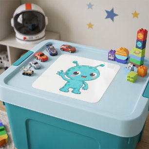 Schattig Baby Alien Ruimtemonster Vierkante Sticker