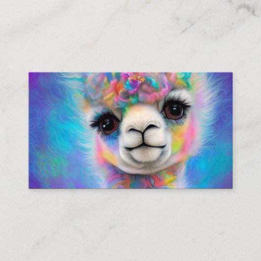 Schattig Baby-Alpaca-dier in parelkleurstoffen Tri Visitekaartje (Voorkant)