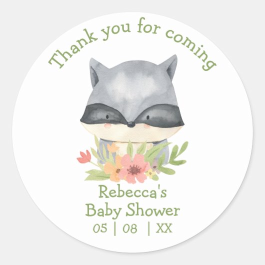 Schattig Baby Baby shower Bedankt Classi Ronde Sticker (Voorkant)